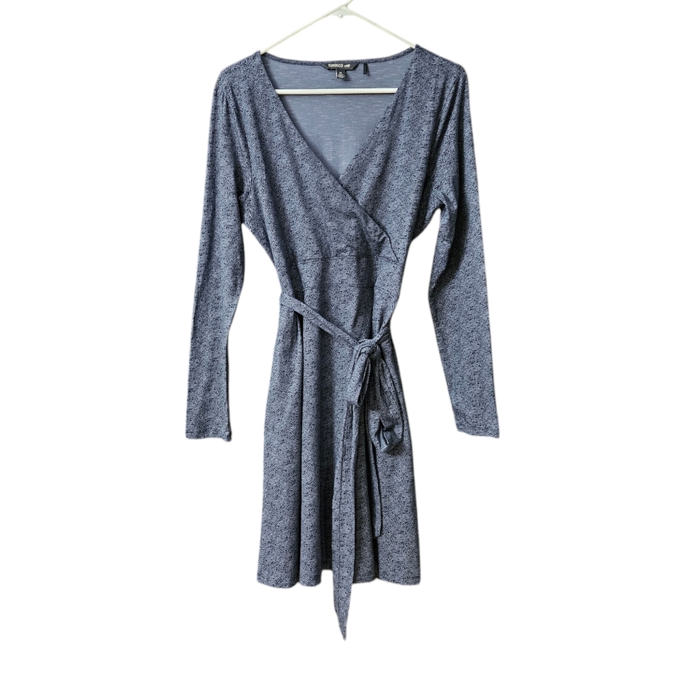 Toad & Co Women's Cue Wrap Long Sleeve Dress Size Small Side Pockets Blue